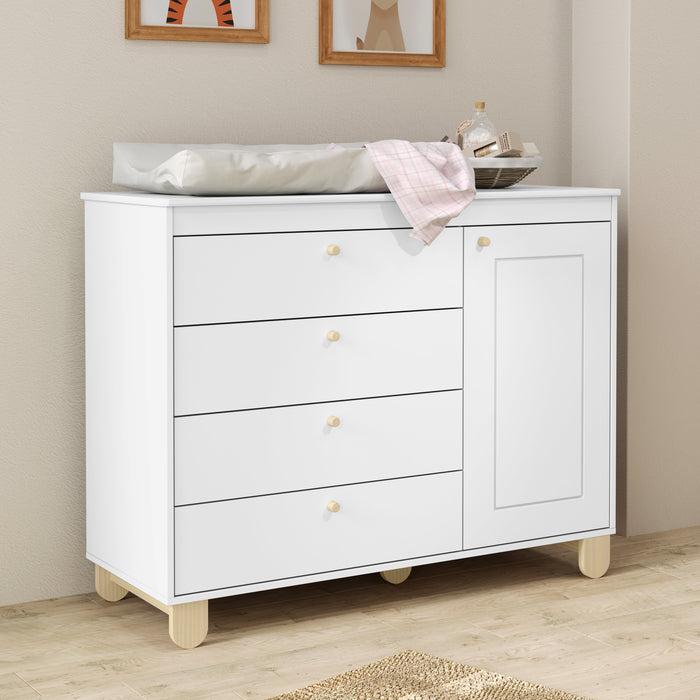 ZUPY CHEST OF DRAWERS, 1 DOOR WHITE/NATURAL MATI