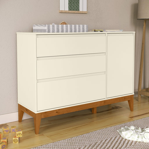 NATURE CLEAN CHEST OF DRAWERS, 1 DOOR OFF WHITE/ECO WOOD MATI