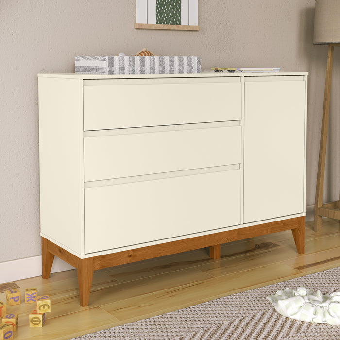 NATURE CLEAN CHEST OF DRAWERS, 1 DOOR OFF WHITE/ECO WOOD MATI