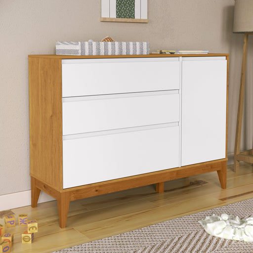 NATURE CLEAN CHEST OF DRAWERS, 1 DOOR WHITE/FREIJO/ECO WOOD MATI
