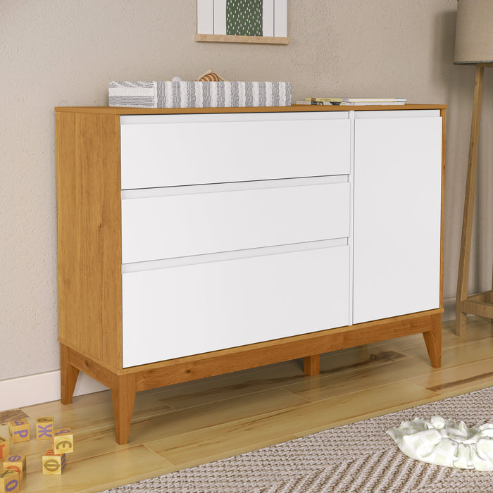 NATURE CLEAN CHEST OF DRAWERS, 1 DOOR WHITE/FREIJO/ECO WOOD MATI