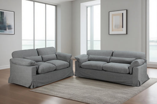 3 & 2 DIV CHERRY SLIPCOVER LOUNGE SUITE GREY CARA