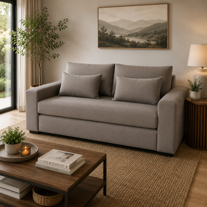 ZUVA 2 DIV COUCH - WOVEN MOCHA FABRIC ZORO