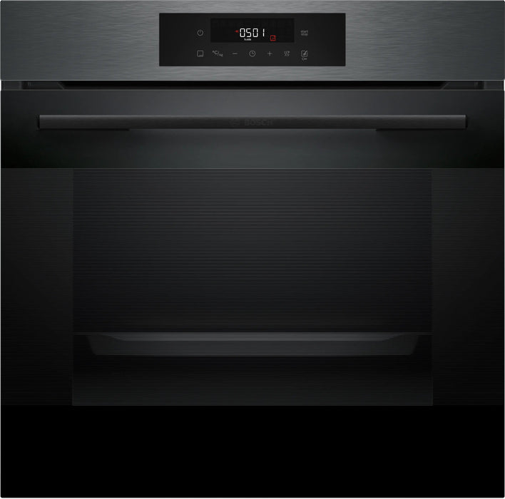 Bosch 60cm built in oven black stainless steel front view
