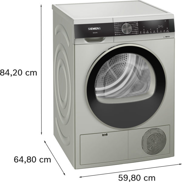 SIEMENS IQ300 9KG CONDENSER DRYER SILVER INOX BSH HOME APPLIANCES