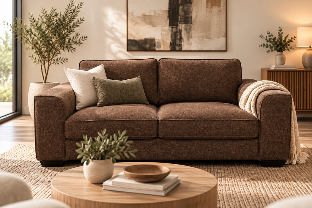 2DIV FRANKLIN COUCH - LISBURN WALNUT FABRIC EART