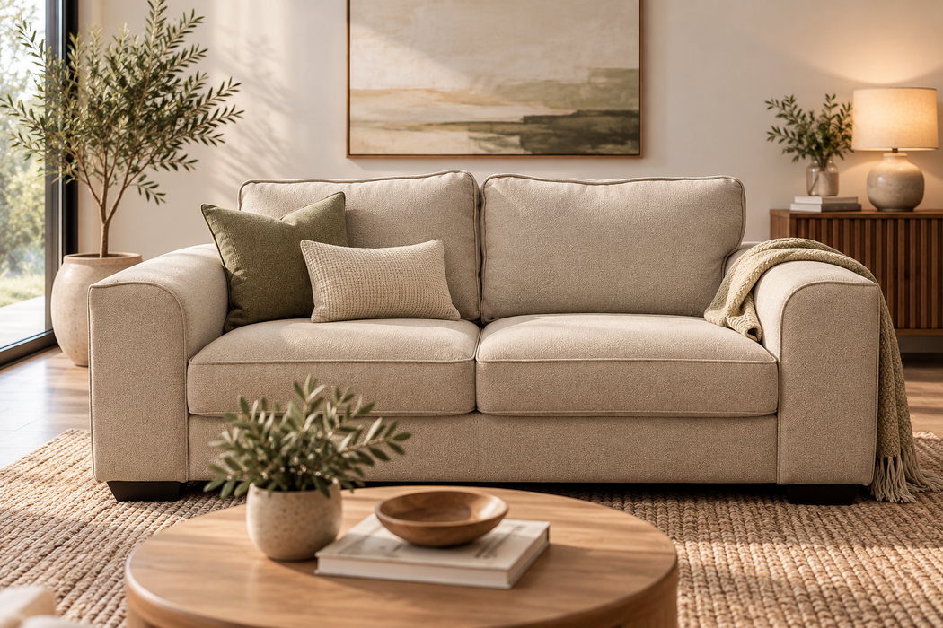 2DIV FRANKLIN COUCH - METRO LTE GREY FABRIC EART