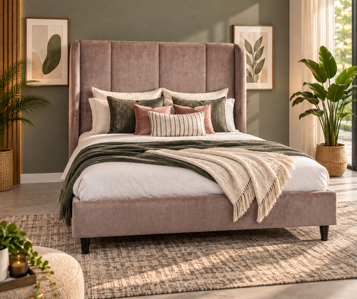 2PCE KING STOCKHOLM UPHOLSTERED BED FABRIC E/L FOUR