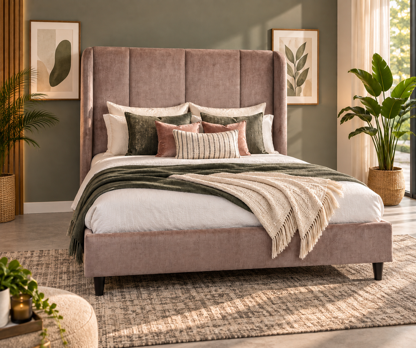 2PCE KING STOCKHOLM UPHOLSTERED BED FABRIC E/L FOUR