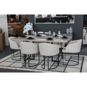 7PCE IRON DINING ROOM SUITE WHITE