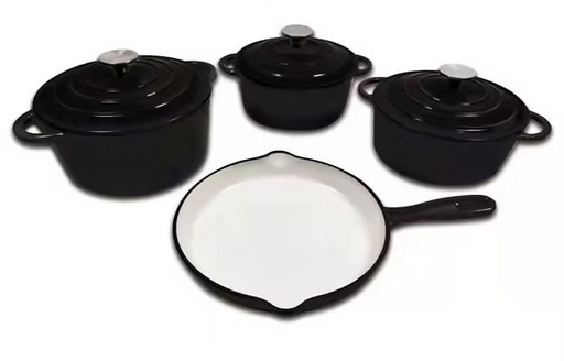 CH 7PCS CAST IRON POT SET - MATT BLACK MABR