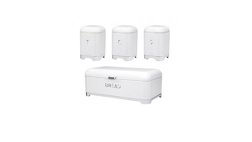 CH WAVES BREAD BIN & 3PCS CANSITER SET - WHITE MABR