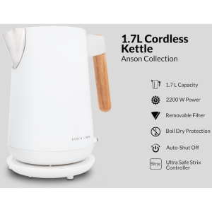 BODEN STARK ANSON COLLECTION 1.7L 2000W SS KETTLE- WHITE