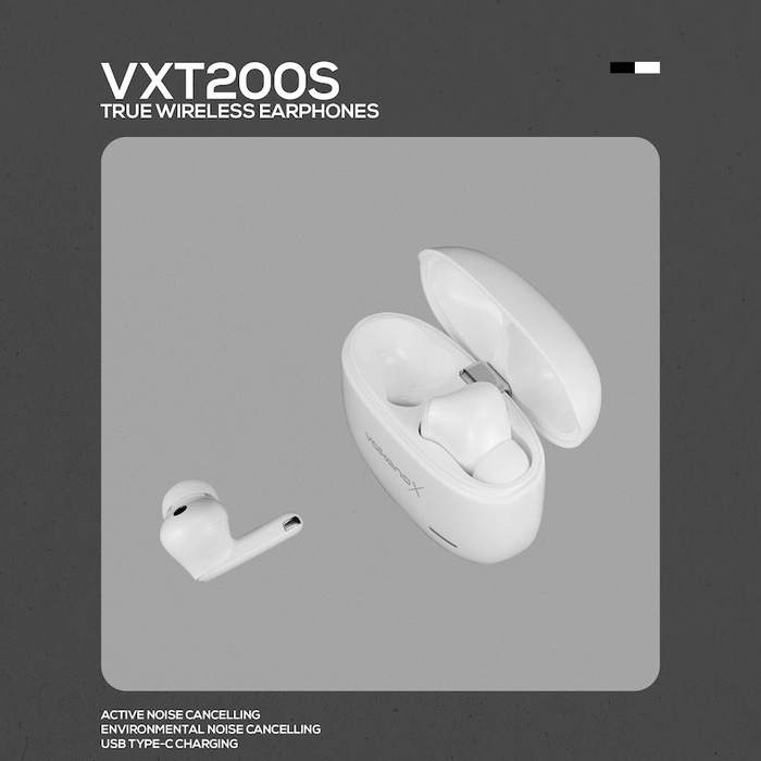 VOLKANOX VXT200S HYBRID ANC TWS EARPHONES - WHITE VOLK