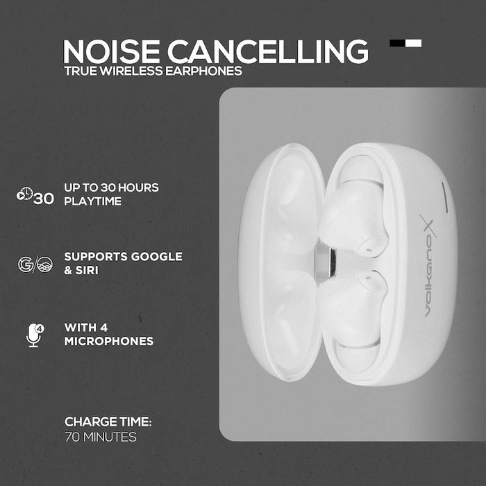 VOLKANOX VXT200S HYBRID ANC TWS EARPHONES - WHITE VOLK