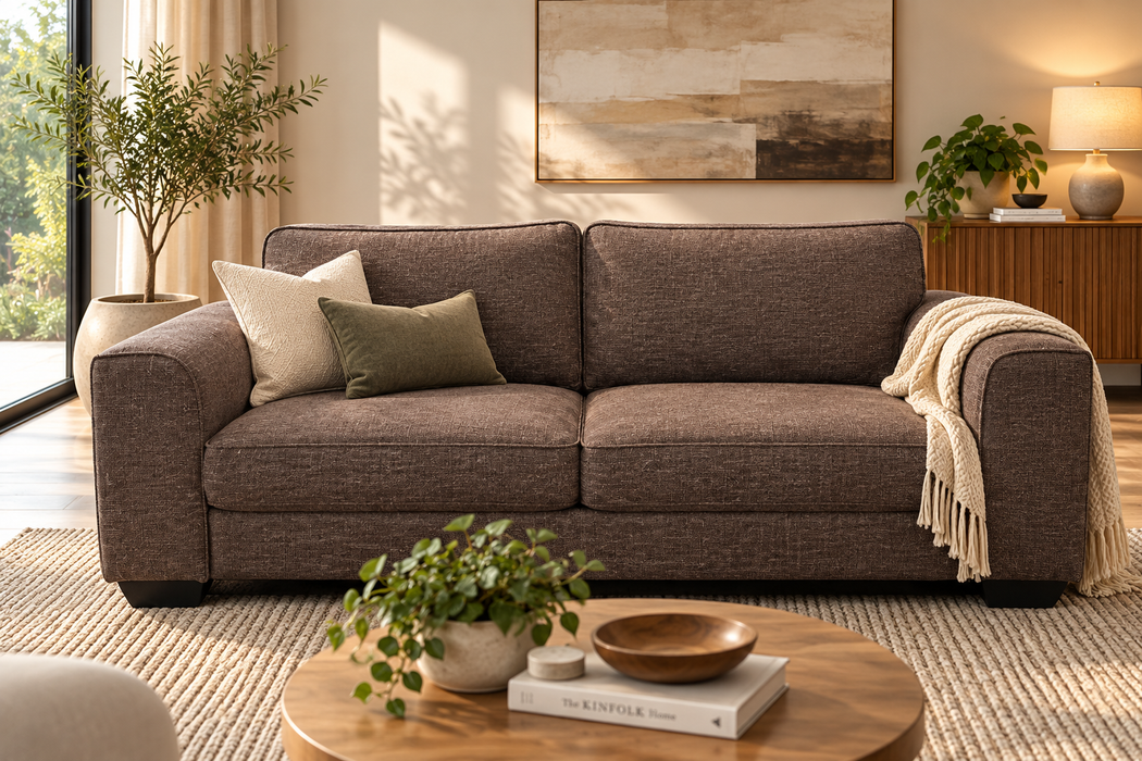 3DIV FRANKLIN COUCH - LISBURN WALNUT FABRIC EART