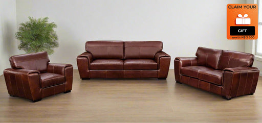 3PCE HARLEY L/SUITE F/LEATHER MOCCA EARTHLINE FURNITURE