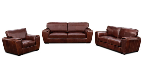 3PCE HARLEY L/SUITE F/LEATHER MOCCA EARTHLINE FURNITURE
