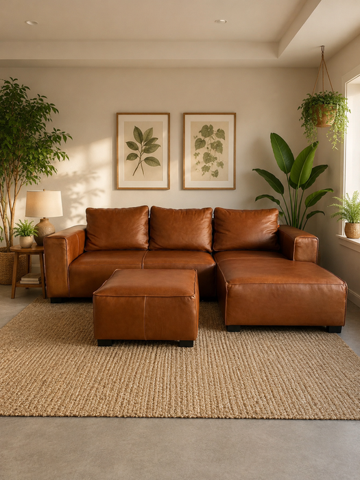 3PCE KELEKA DAYBED WITH OTTOMAN FULL LEATHER LOCA