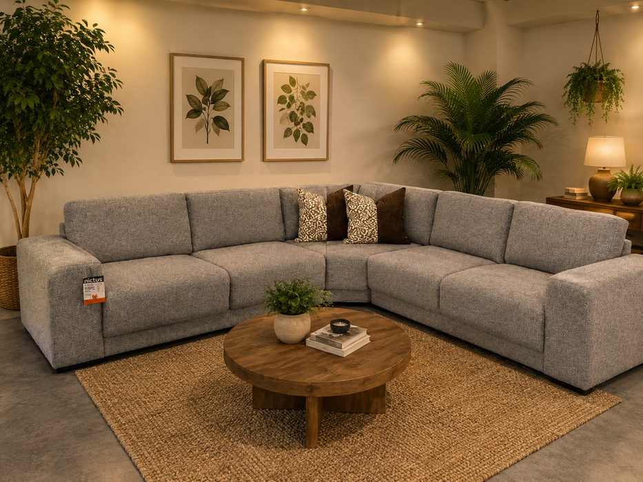 3PCE MAKOTI CORNER LOUNGE SUITE - IKEA SHADOW FABRIC FOUR