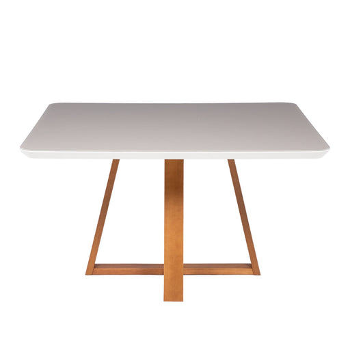 BENNETT 1.35  SQUARE DINING TABLE OFF WHITE/NATURAL W/GLASS PROV