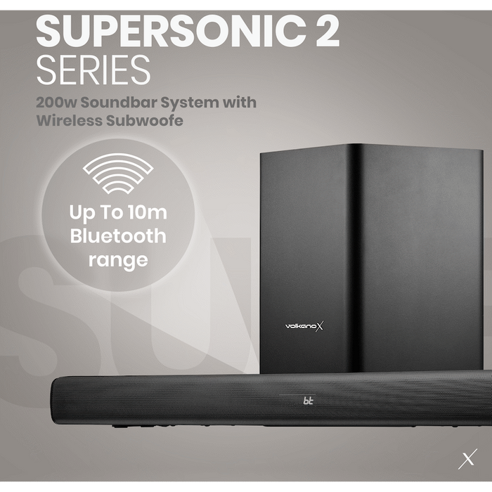 VOLKANOX SUPERSONIC 2 SERIES 2.1 200W SOUNDBAR SYSTEM WITH W VOLK