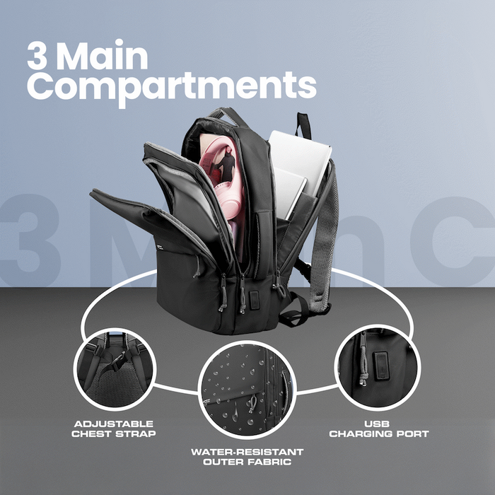 VOLKANO UNDER-SEAT TRAVELLER BACKPACK - BLACK VOLK