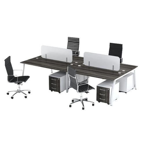 4-WAY FACE TO FACE CLUSTER A-FRAME (MONUMENT OAK) DESK & CHAIR