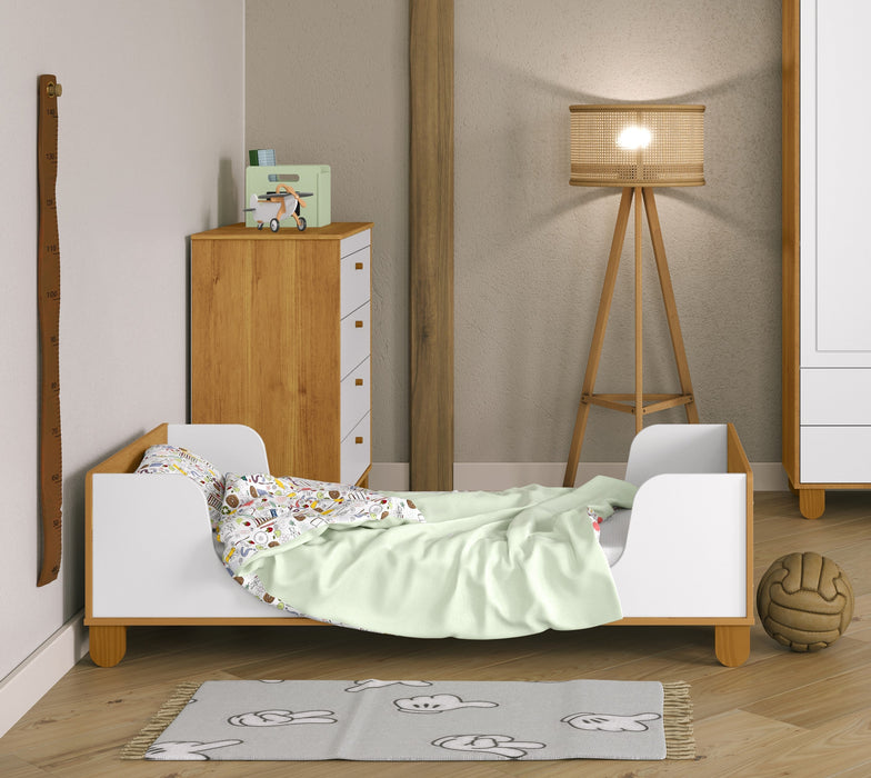 ZUPY MINI BED 1500X700 WHITE/FREIJO/ECO WOOD MATI
