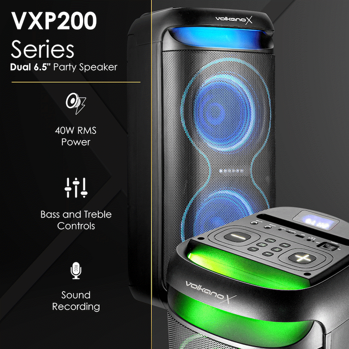 VOLKANOX VXP200 DUAL 6.5" PARTY SPEAKER  - BLACK VOLK