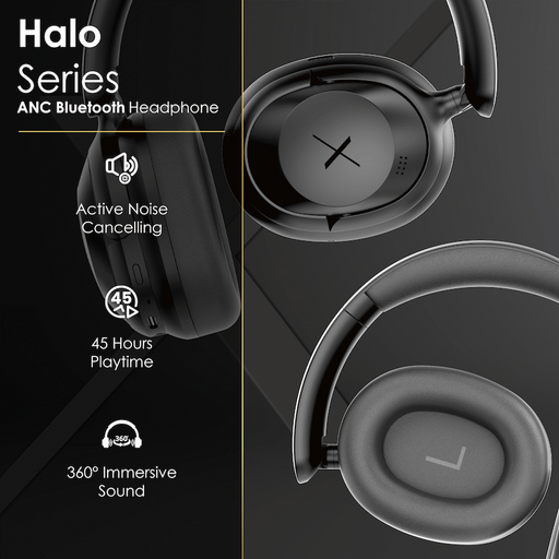 VOLKANOX HALO ANC BLUETOOTH HEADPHONE - BLACK VOLK