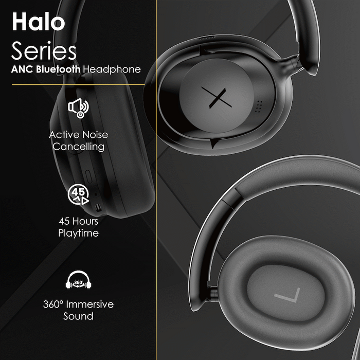 VOLKANOX HALO ANC BLUETOOTH HEADPHONE - BLACK VOLK