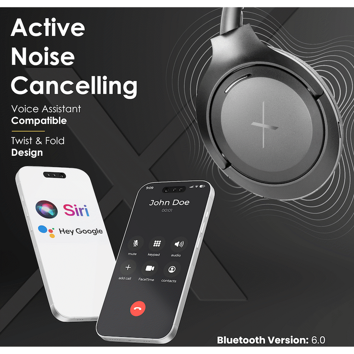VOLKANOX VXH100 BLUETOOTH HEADPHONES WITH ANC  - BLACK VOLK