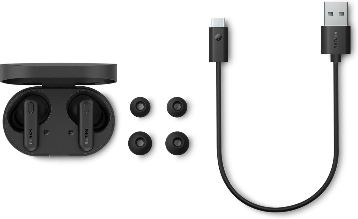 PHILIPS TRUE WIRELESS EARBUDS BLACK PHIL