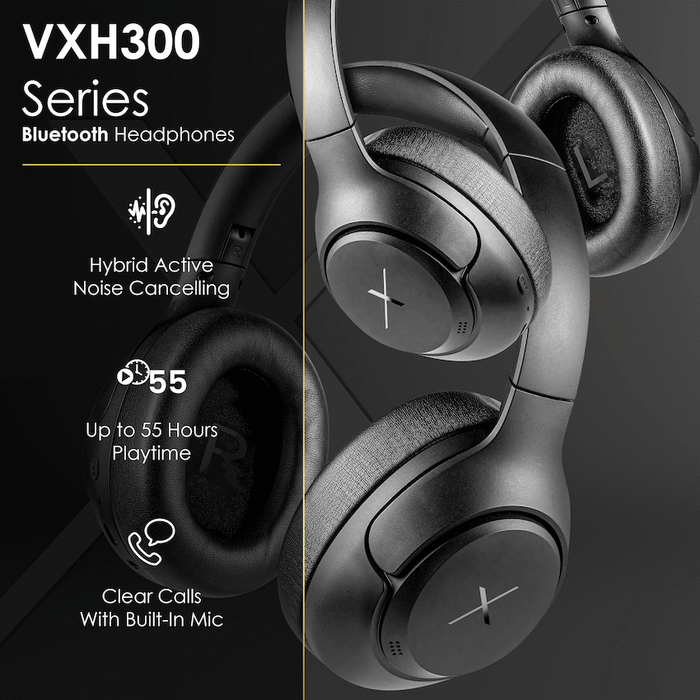 VOLKANOX VXH300 BLUETOOTH HEADPHONES WITH HYBRID ANC - BLACK VOLK