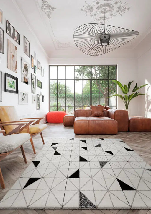 SHUFFLE RUG 160X230 - MODERN TRIANGULAR DESIGN BLK RUGS ORIGINAL