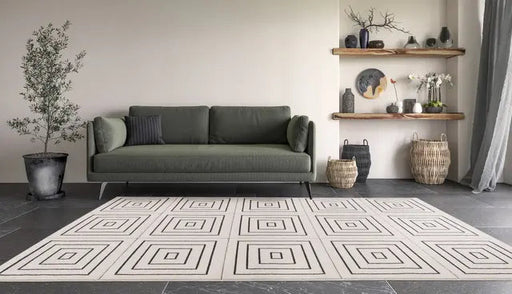 SHUFFLE RUG 160X230 - SYMETRICAL SQUARE DESIGN WHT RUGS ORIGINAL