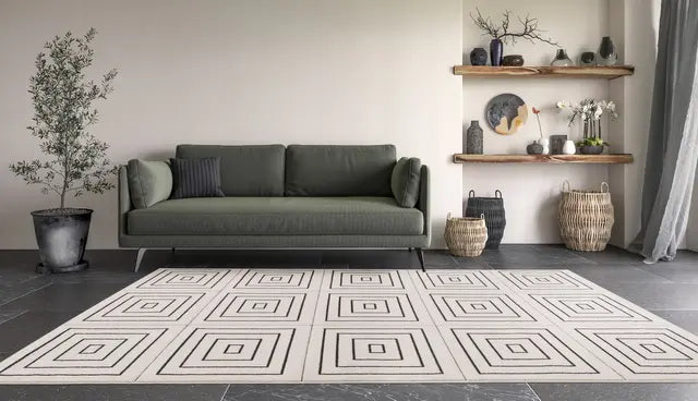 SHUFFLE RUG 160X230 - SYMETRICAL SQUARE DESIGN WHT RUGS ORIGINAL