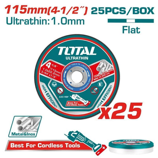 TOTAL TOOLS 25PCE ULTRA-THIN METAL CUTTING DISC 125MM TOTL