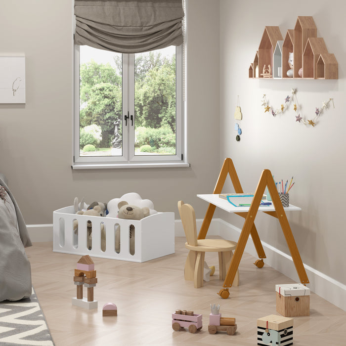 LIV MINI CRIB ON CASTERS WHITE/ECO WOOD MATI