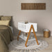 LIV MINI CRIB ON CASTERS WHITE/ECO WOOD MATI