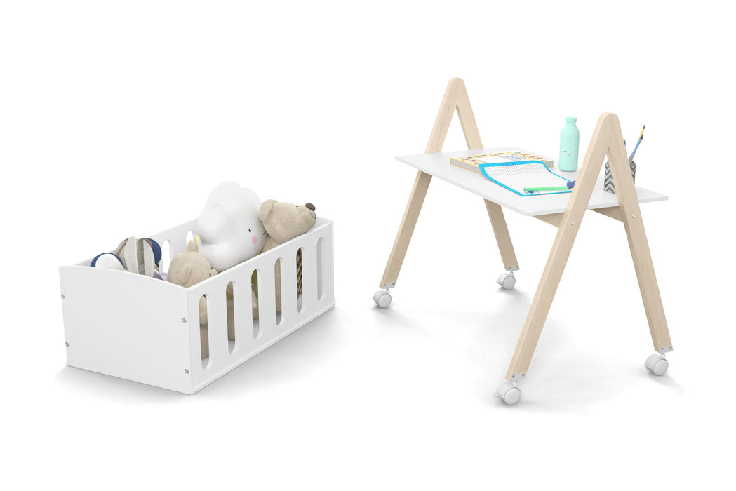 LIV MINI CRIB ON CASTERS WHITE/NATURAL MATI