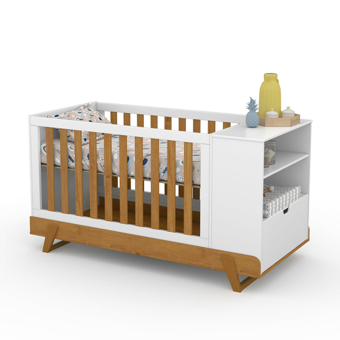 MAX MULTIFUNCTIONAL CRIB WITH SOLID WOOD LEGS WHITE/ECO WOOD MATI