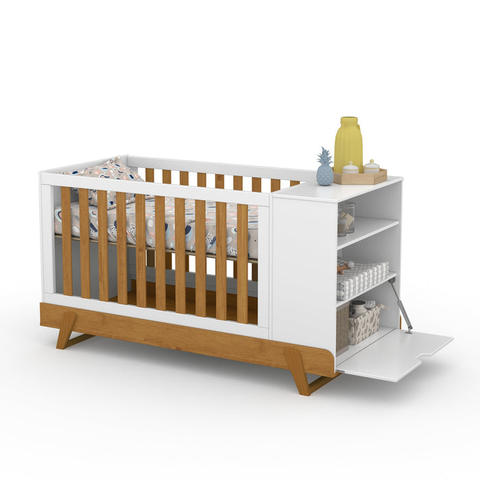 MAX MULTIFUNCTIONAL CRIB WITH SOLID WOOD LEGS WHITE/ECO WOOD MATI