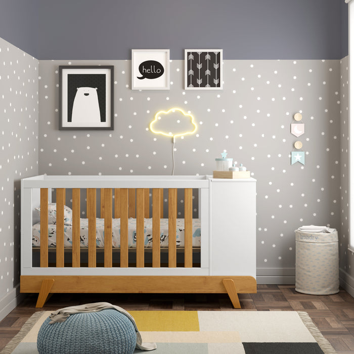 MAX MULTIFUNCTIONAL CRIB WITH SOLID WOOD LEGS WHITE/ECO WOOD MATI