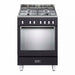 Elba 60cm gas electric cooker black front view