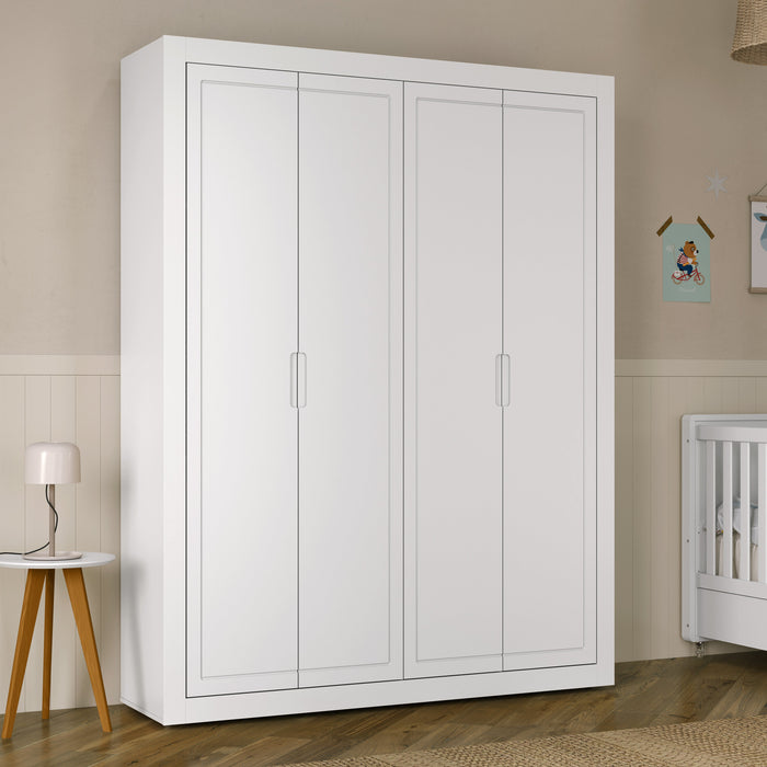 TUTTO 4 DOOR SLIDING WARDROBE (INSIDE 4 DRAWERS) WHITE MATI