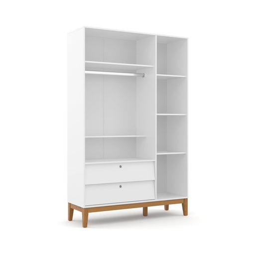 UNIQUE 3 DOOR WARDROBE, 2 DRAWERS WHITE/ECO WOOD MATI