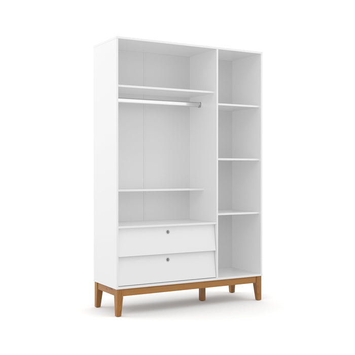UNIQUE 3 DOOR WARDROBE, 2 DRAWERS WHITE/ECO WOOD MATI
