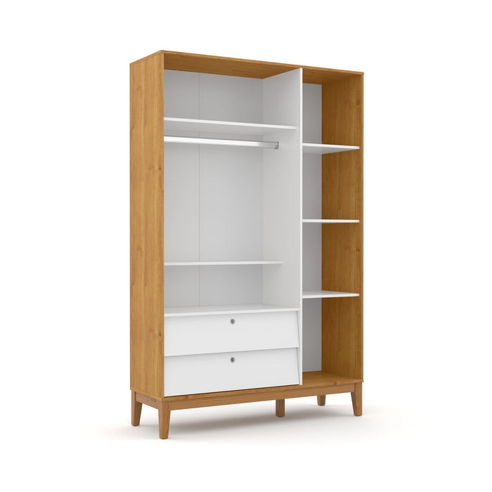 UNIQUE 3 DOOR WARDROBE, 2 DRAWERS WHITE/FREIJO/ECO WOOD MATI